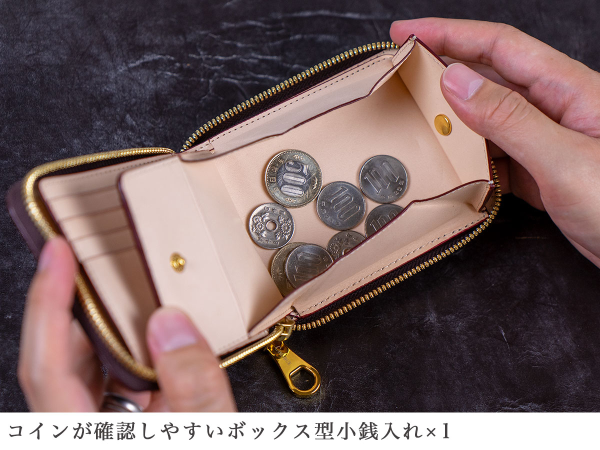 アニリンコードバン ラウンドファスナー二つ折財布