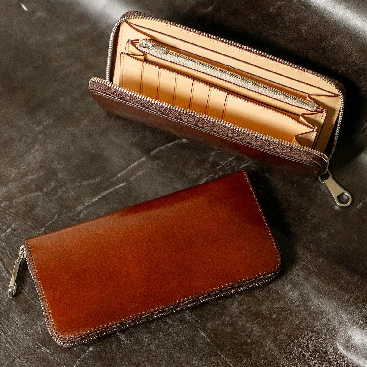 アニリンコードバン RFロングウォレット（ラウンドファスナー長財布