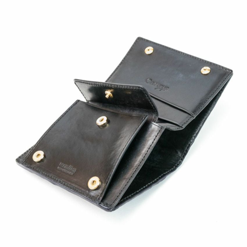 藍染めクロコダイルダブルホックミニウォレット（二つ折り小型財布