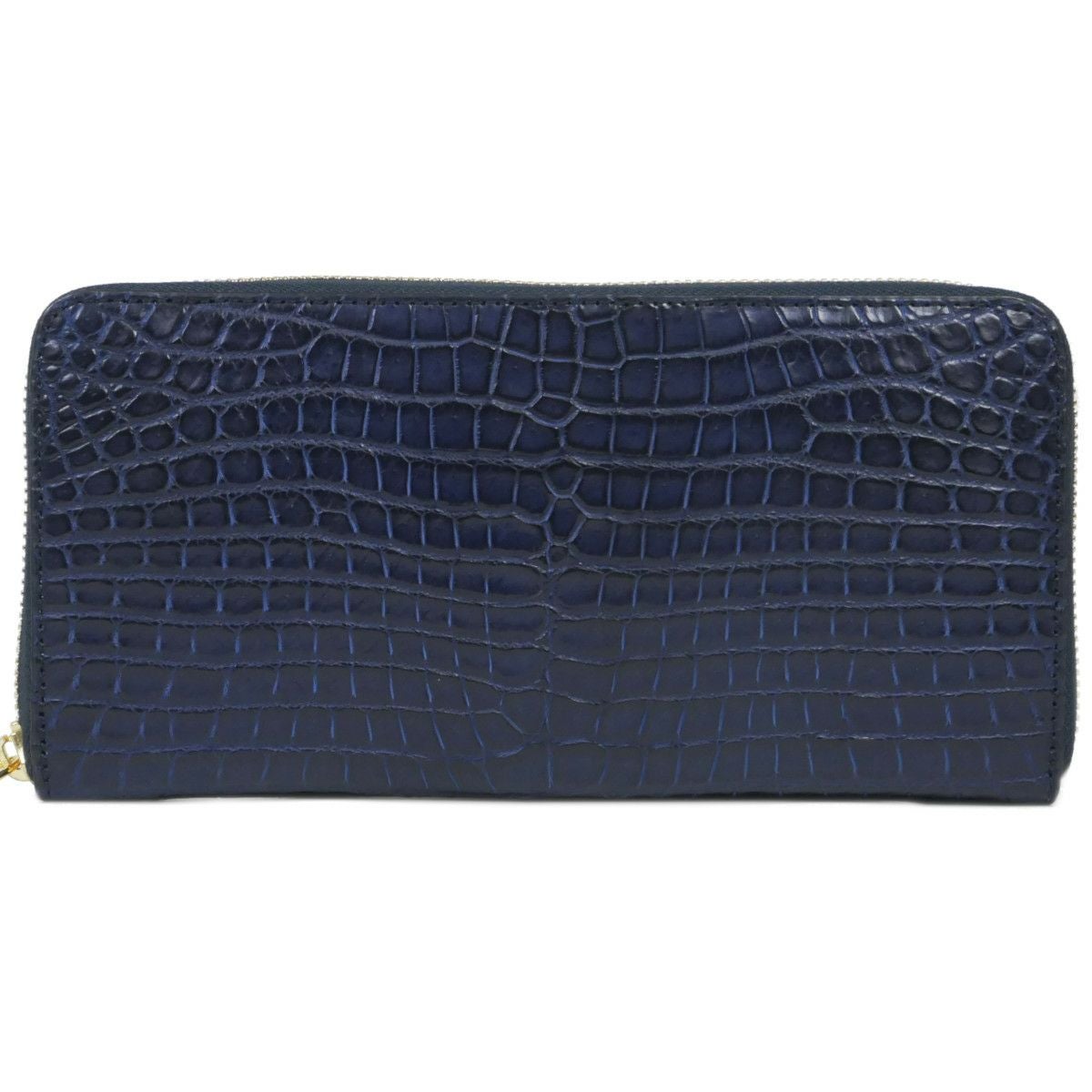 藍染めクロコダイルRFロングウォレット（ラウンドファスナー長財布