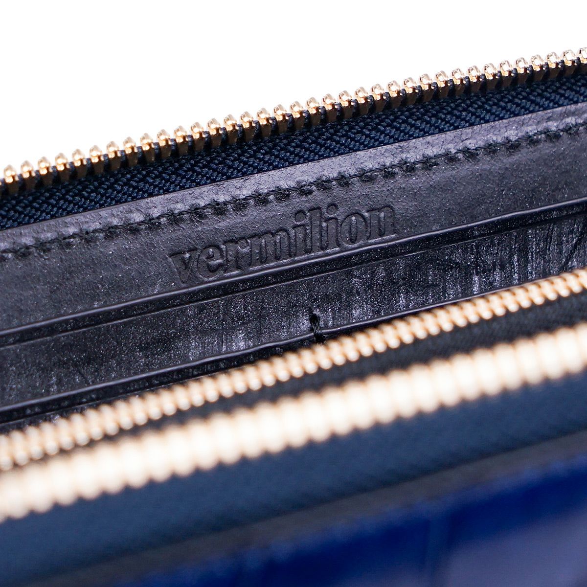 藍染めクロコダイルRFロングウォレット（ラウンドファスナー長財布