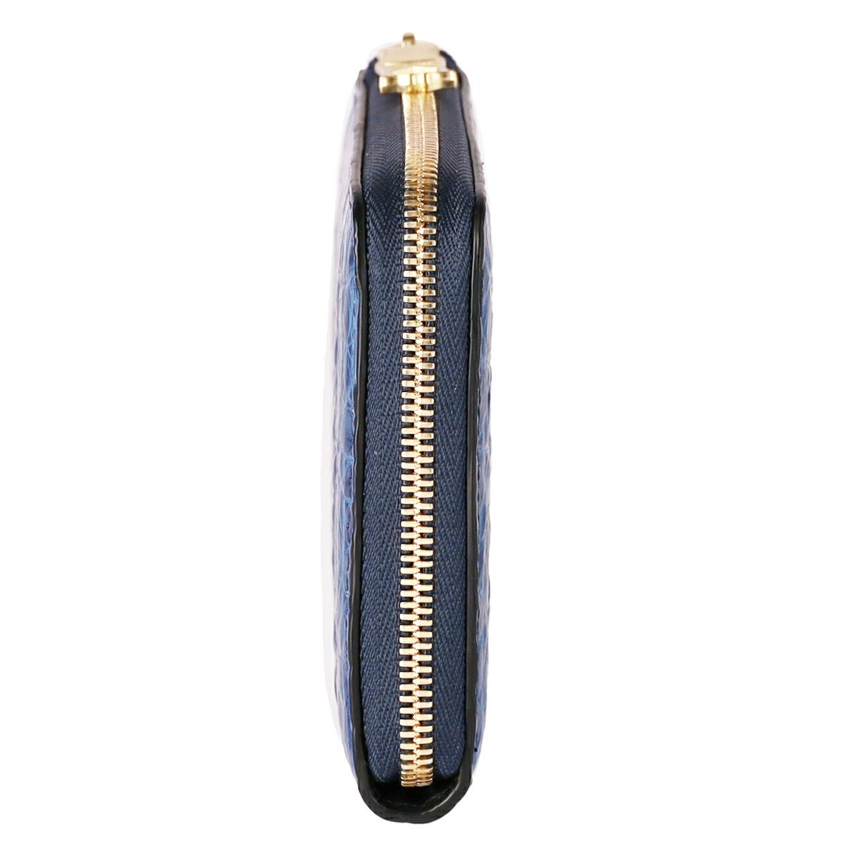 チマブエ 藍染クロコ L字ファスナー 二つ折り財布