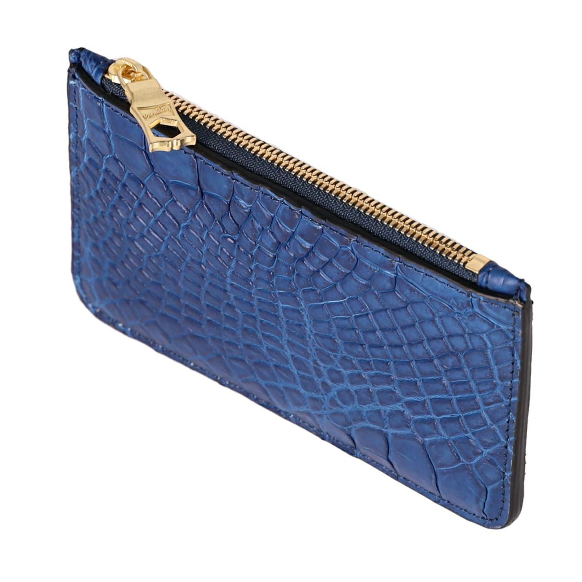 藍染めクロコダイルフラグメントケース（ポケッタブル財布