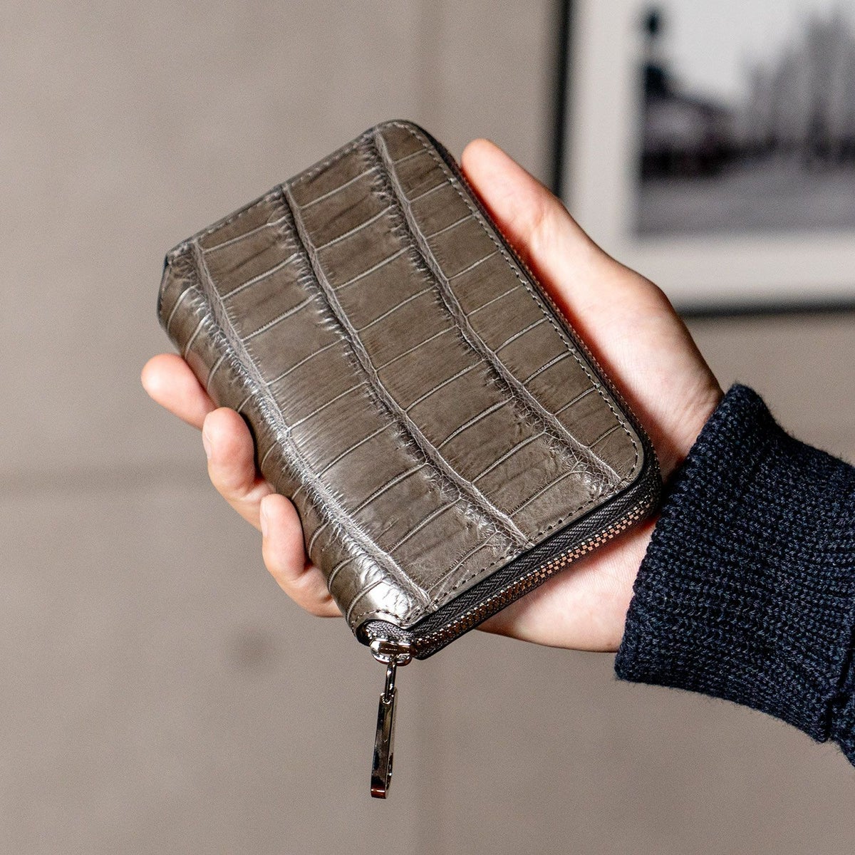 ナイルクロコダイル RFミドルウォレット（ラウンドファスナー深札入れ）