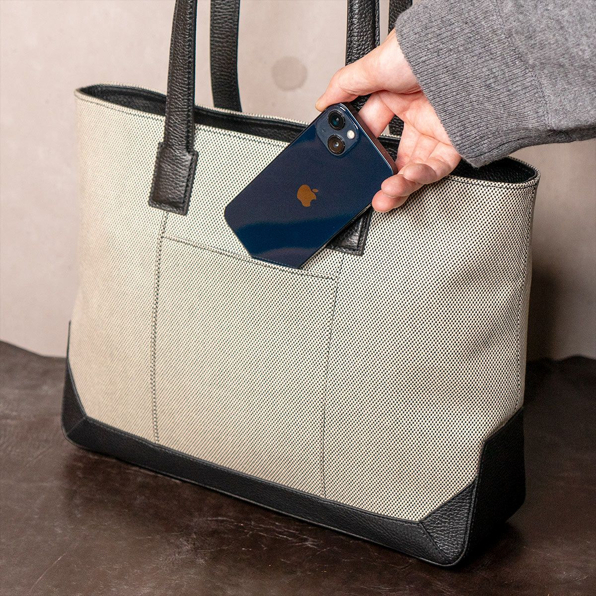 グレインキャンバスコンビ ボックストートバッグ | トートバッグ